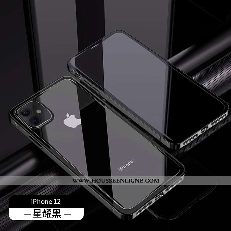 Coque iPhone 12 Verre Transparent Nouveau Rouge Luxe Téléphone Portable Luxe