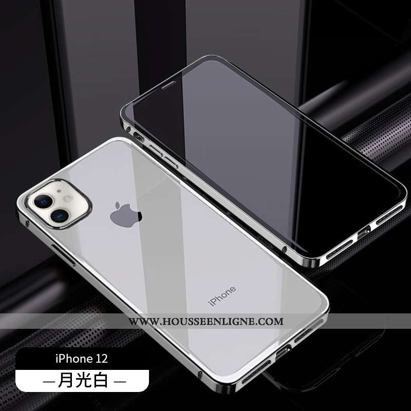 Coque iPhone 12 Verre Transparent Nouveau Rouge Luxe Téléphone Portable Luxe