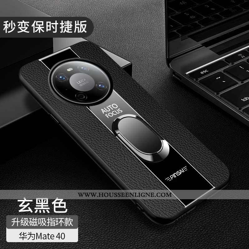 Housse Huawei Mate 40 Cuir Véritable Coque Orange Magnétisme Tout Compris Net Rouge Incassable