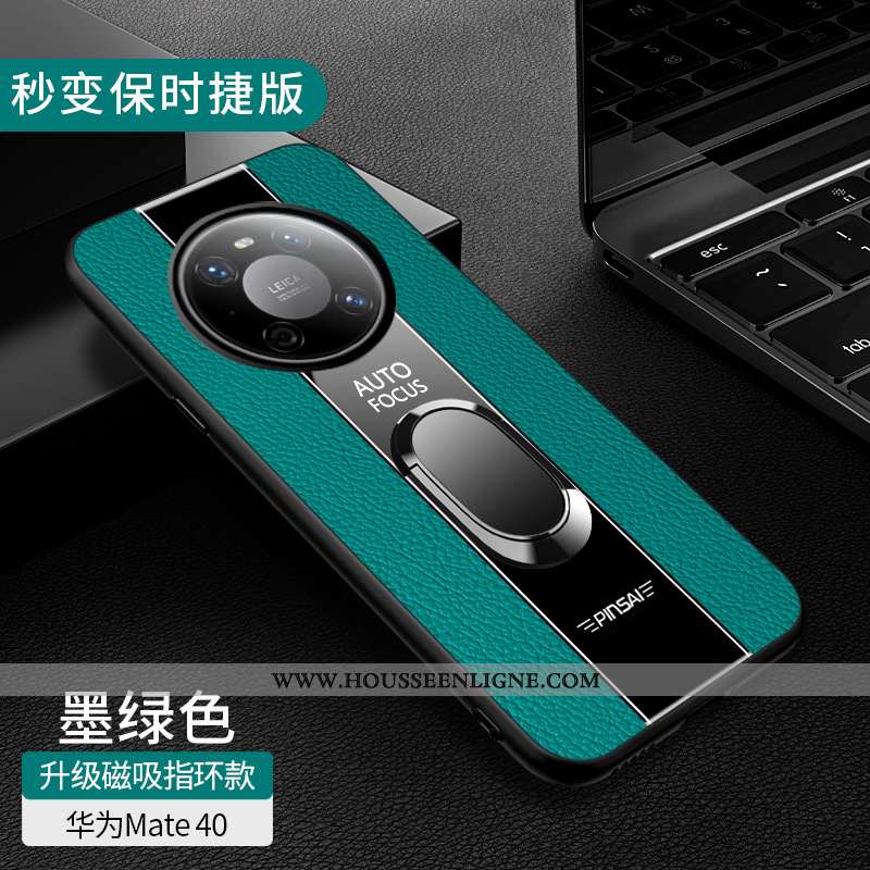 Housse Huawei Mate 40 Cuir Véritable Coque Orange Magnétisme Tout Compris Net Rouge Incassable