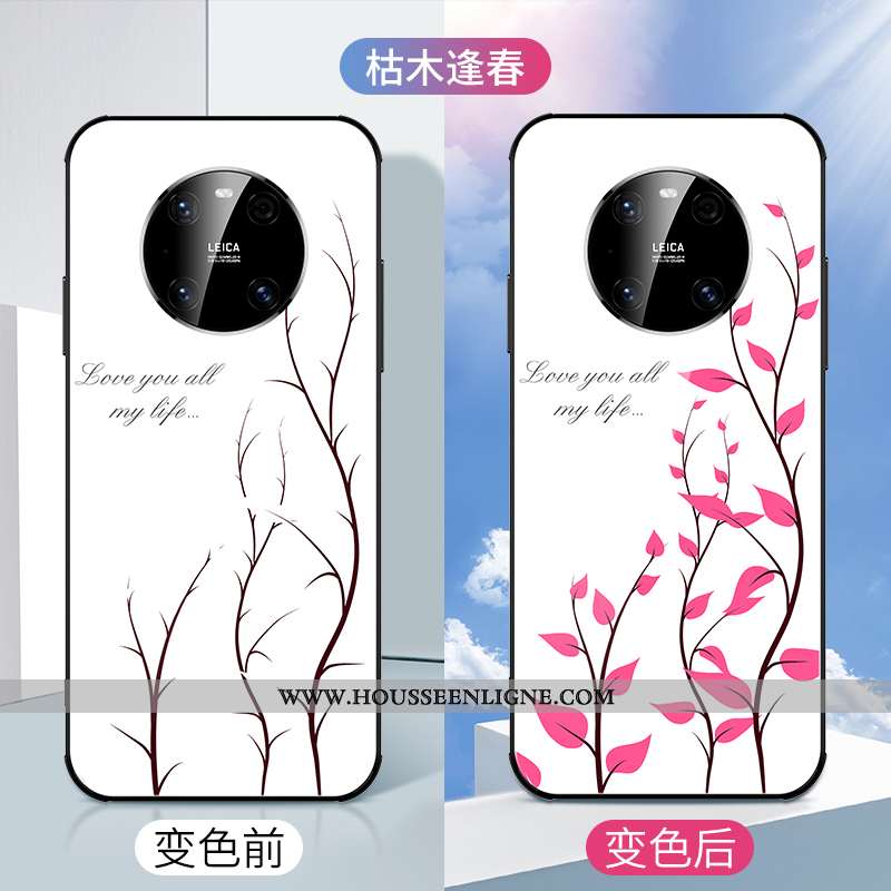 Housse Huawei Mate 40 Mode Personnalité Fleur Ultra Blanc Tendance Net Rouge Blanche