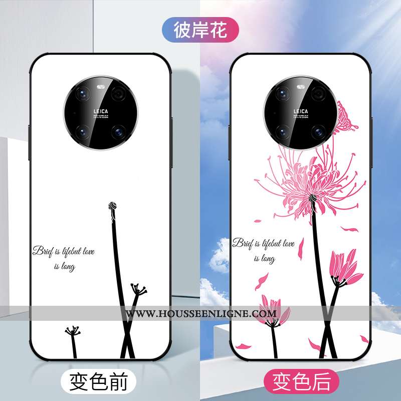 Housse Huawei Mate 40 Mode Personnalité Fleur Ultra Blanc Tendance Net Rouge Blanche