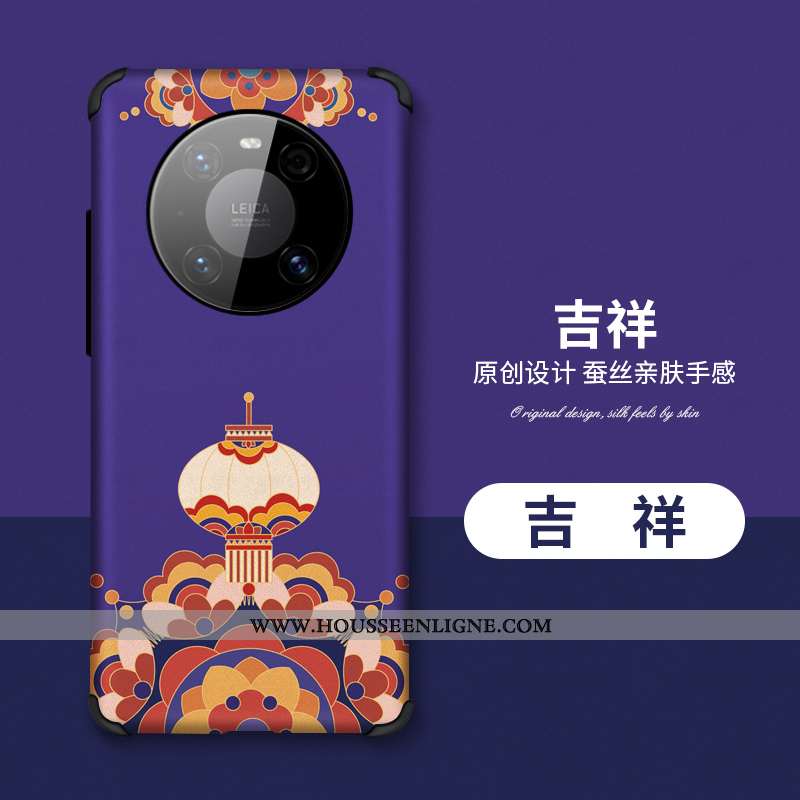 Housse Huawei Mate 40 Personnalité Créatif Style Chinois Bleu Vintage Coque Protection Verte
