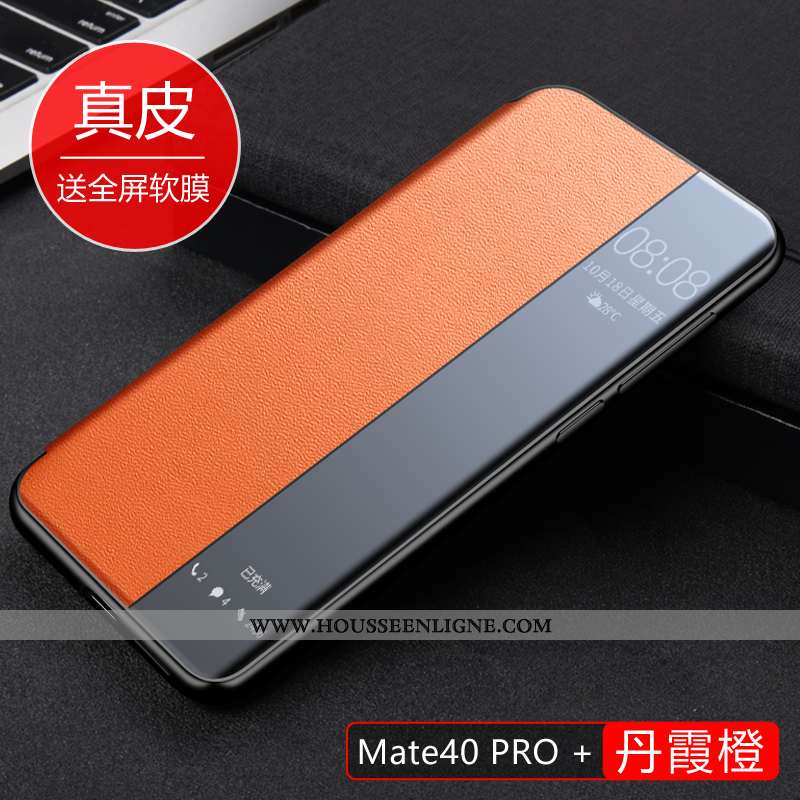 Housse Huawei Mate 40 Pro+ Cuir Véritable Cuir Tout Compris Étui Incassable Protection Noir