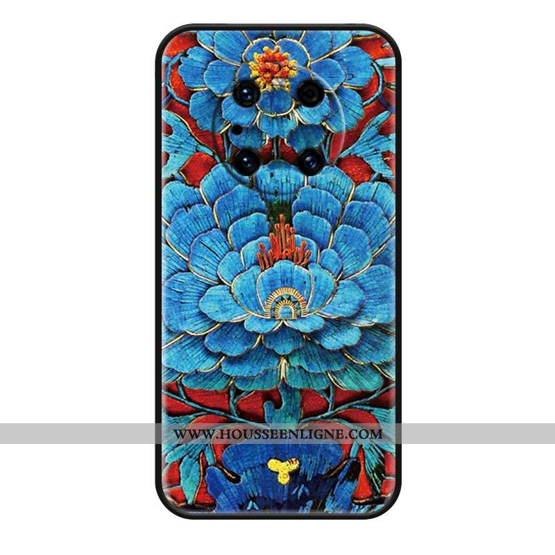 Housse Huawei Mate 40 Pro Ornements Suspendus Vintage Étui Bleu Ethnique Vent Téléphone Portable