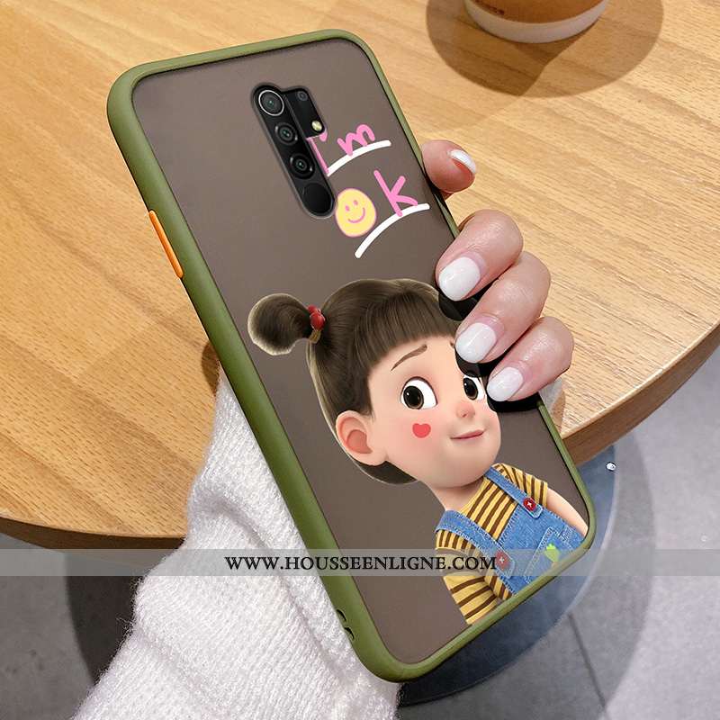 Housse Xiaomi Redmi 9 Dessin Animé Ultra Étui Vert Tout Compris Coque Délavé En Daim Verte
