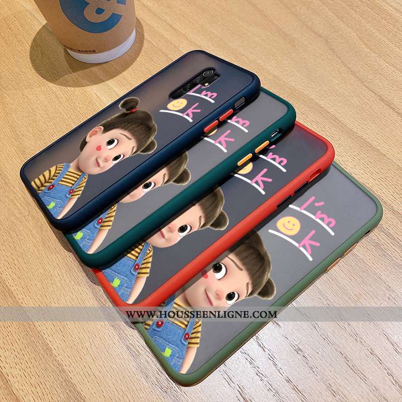 Housse Xiaomi Redmi 9 Dessin Animé Ultra Étui Vert Tout Compris Coque Délavé En Daim Verte