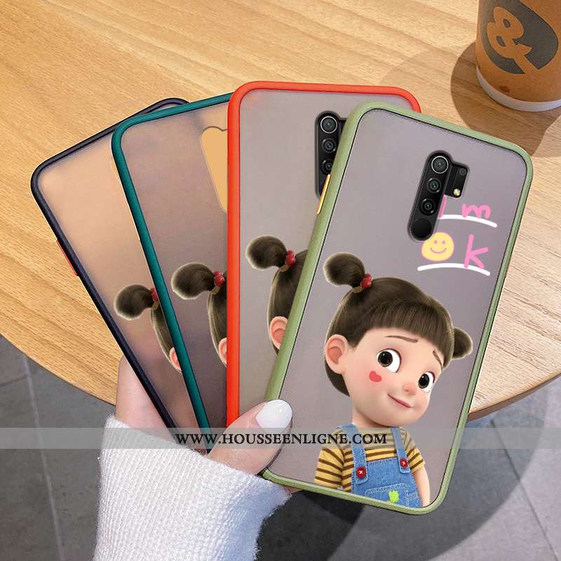 Housse Xiaomi Redmi 9 Dessin Animé Ultra Étui Vert Tout Compris Coque Délavé En Daim Verte