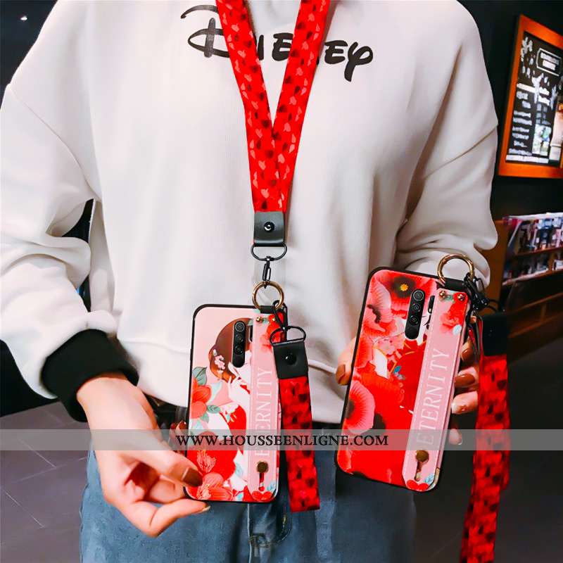 Housse Xiaomi Redmi 9 Gaufrage Dessin Animé Téléphone Portable Tendance Rouge Style Chinois Vent