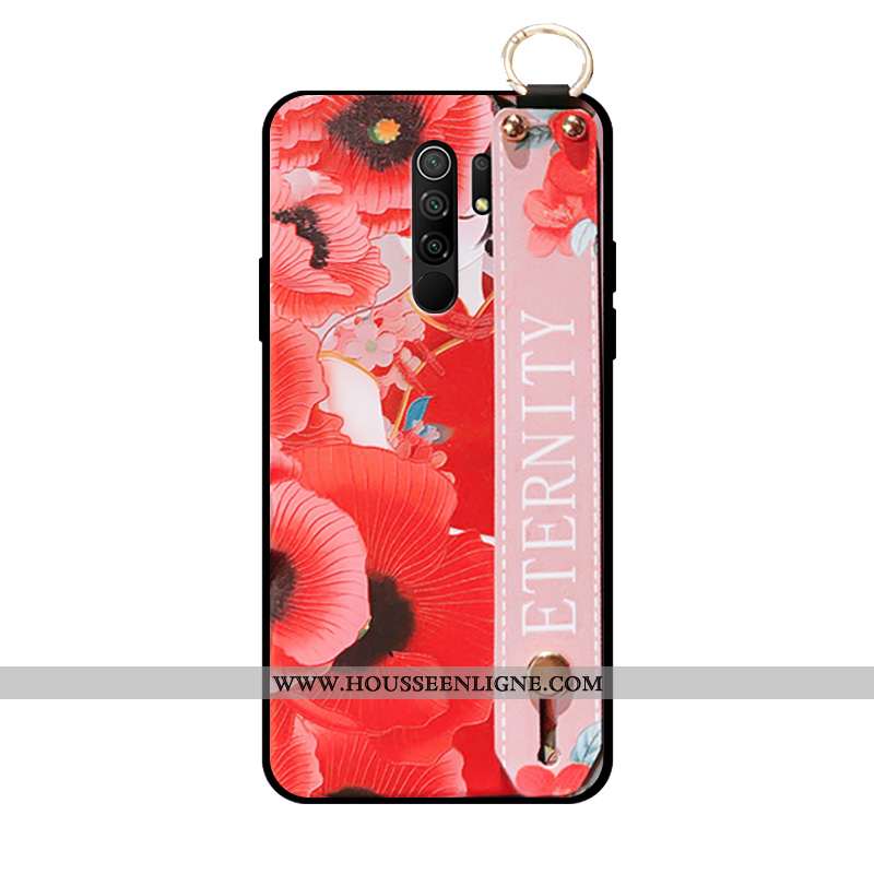 Housse Xiaomi Redmi 9 Gaufrage Dessin Animé Téléphone Portable Tendance Rouge Style Chinois Vent