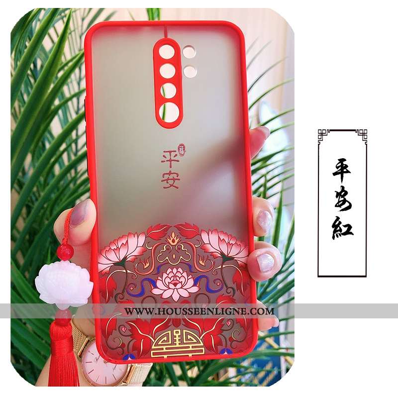 Housse Xiaomi Redmi 9 Gaufrage Tendance Ornements Suspendus Délavé En Daim Coque Fluide Doux Tissu R