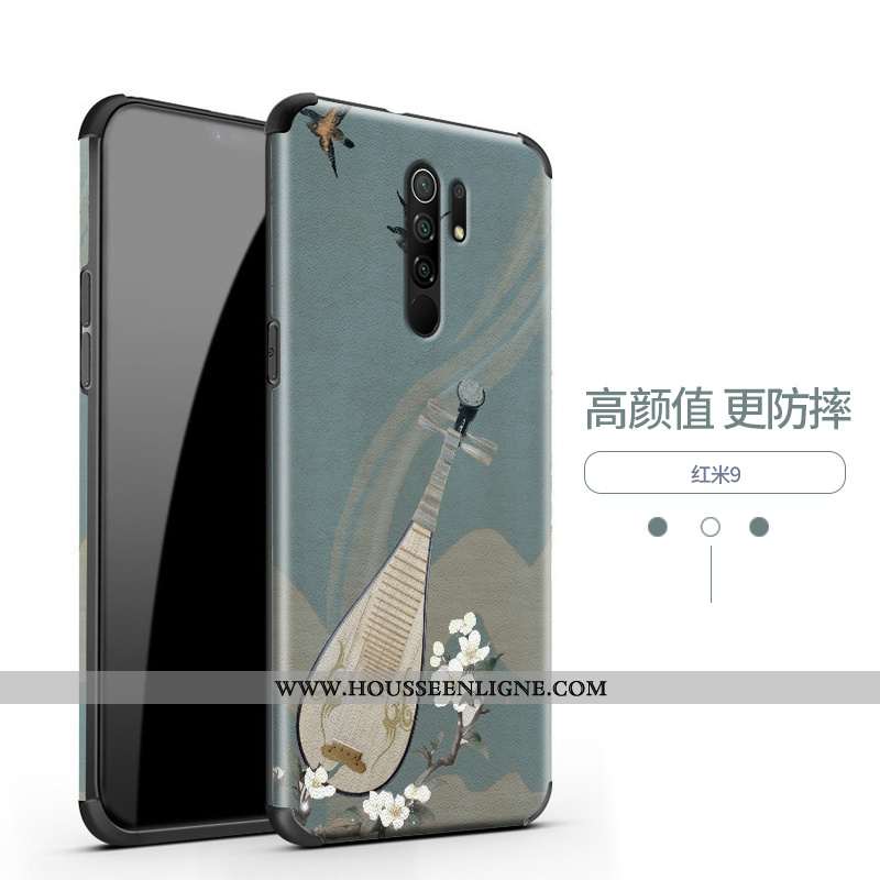 Housse Xiaomi Redmi 9 Modèle Fleurie Fluide Doux Net Rouge Rouge Légère Nouveau Petit Verte