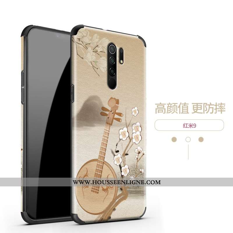 Housse Xiaomi Redmi 9 Modèle Fleurie Fluide Doux Net Rouge Rouge Légère Nouveau Petit Verte