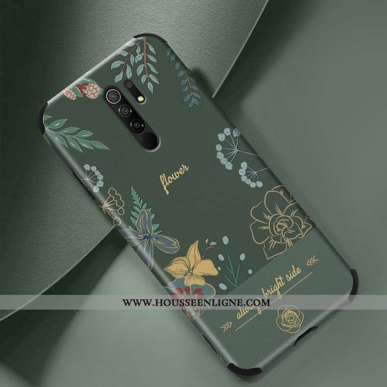 Housse Xiaomi Redmi 9 Modèle Fleurie Fluide Doux Net Rouge Rouge Légère Nouveau Petit Verte