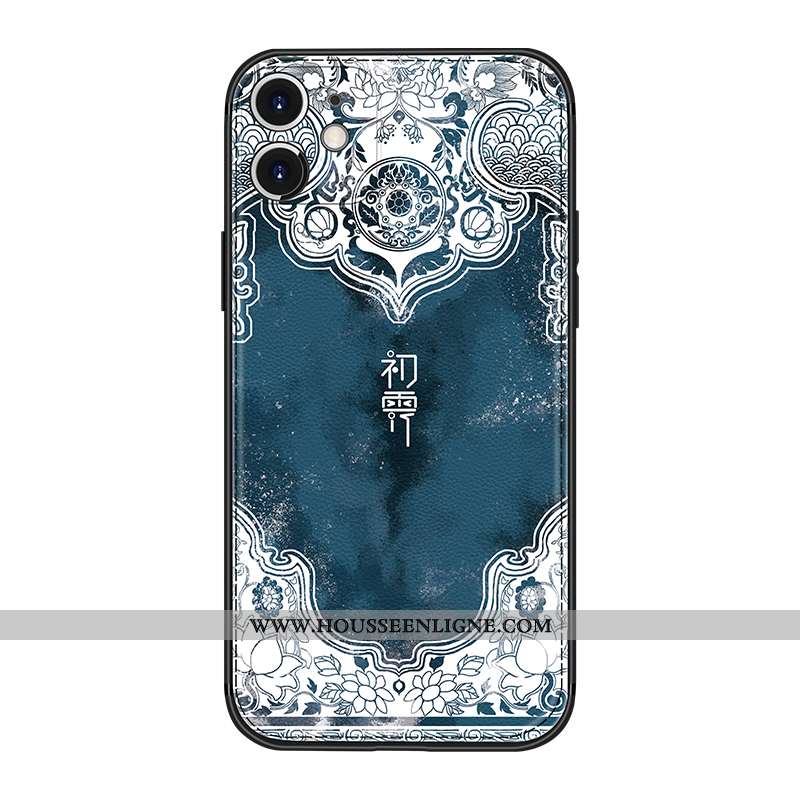 Housse iPhone 12 Créatif Tendance Style Chinois Nouveau Bleu Marin Personnalité Tout Compris Bleu Fo