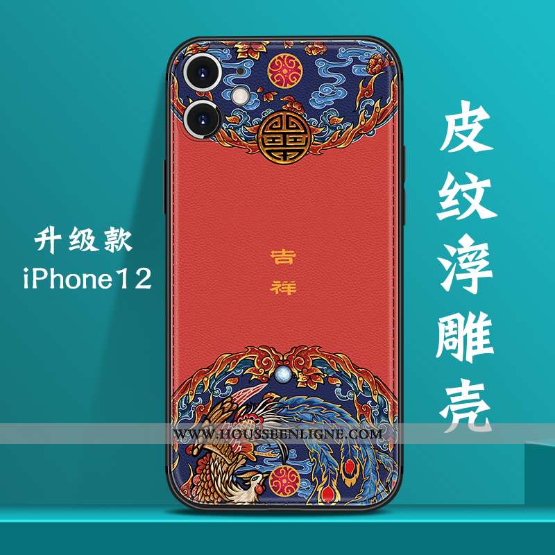 Housse iPhone 12 Créatif Tendance Style Chinois Nouveau Bleu Marin Personnalité Tout Compris Bleu Fo
