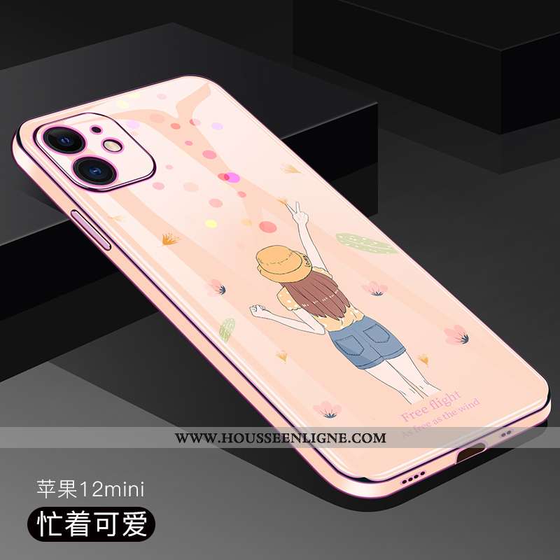 Housse iPhone 12 Mini Ultra Tendance Légère Transparent Téléphone Portable Incassable Protection Ros