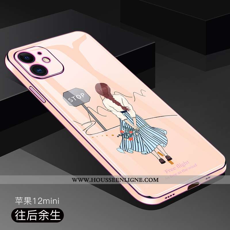 Housse iPhone 12 Mini Ultra Tendance Légère Transparent Téléphone Portable Incassable Protection Ros