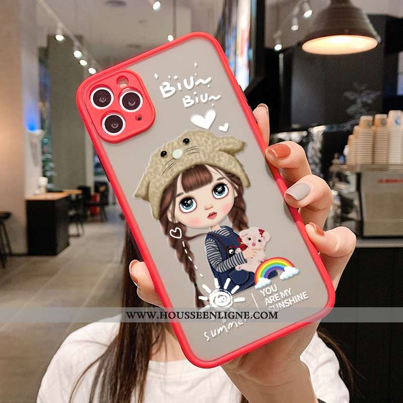 Housse iPhone 12 Pro Délavé En Daim Dessin Animé Tout Compris Charmant Pu Difficile Tendance Rouge