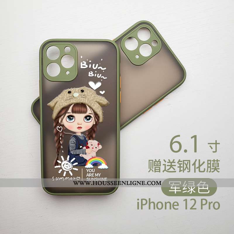 Housse iPhone 12 Pro Délavé En Daim Dessin Animé Tout Compris Charmant Pu Difficile Tendance Rouge