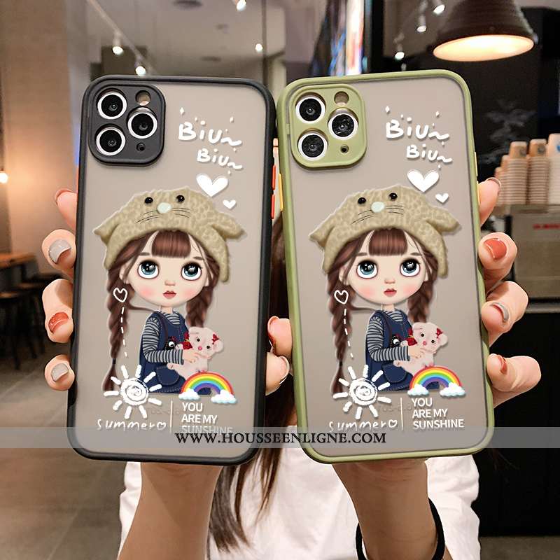 Housse iPhone 12 Pro Délavé En Daim Dessin Animé Tout Compris Charmant Pu Difficile Tendance Rouge