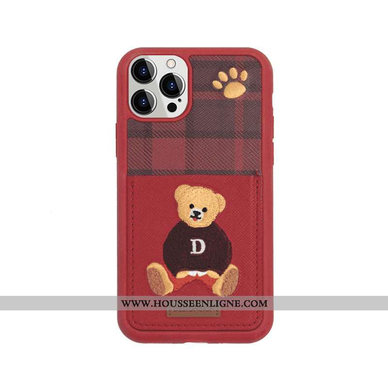 Housse iPhone 12 Pro Max Cuir Charmant Britanique Vert Foncé Amoureux Téléphone Portable Carte Rouge