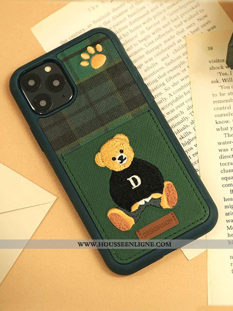 Housse iPhone 12 Pro Max Cuir Charmant Britanique Vert Foncé Amoureux Téléphone Portable Carte Rouge