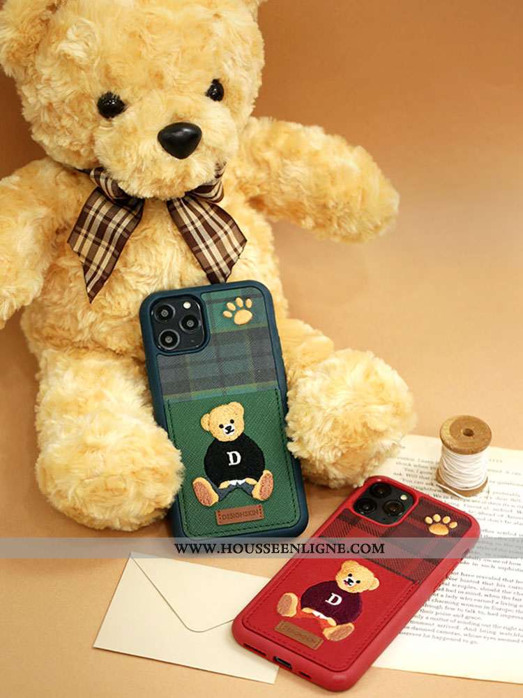 Housse iPhone 12 Pro Max Cuir Charmant Britanique Vert Foncé Amoureux Téléphone Portable Carte Rouge
