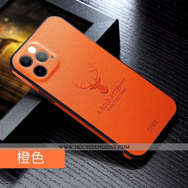 Housse iPhone 12 Pro Max Légère Cuir Qualité Amoureux Simple Créatif Véritable Silicone Orange