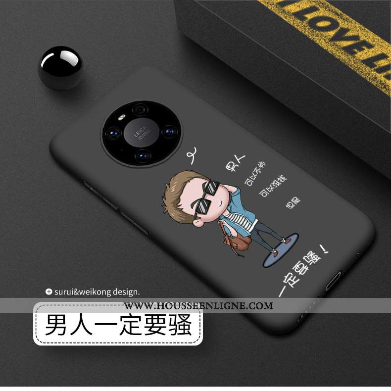 Étui Huawei Mate 40 Délavé En Daim Silicone Incassable Coque Noir Luxe