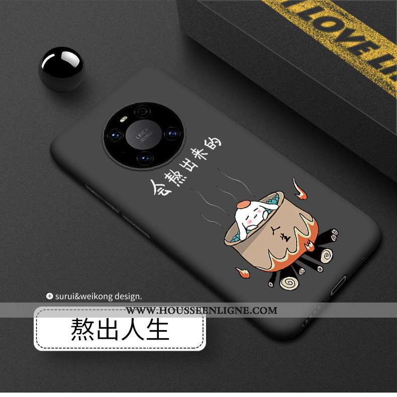 Étui Huawei Mate 40 Délavé En Daim Silicone Incassable Coque Noir Luxe