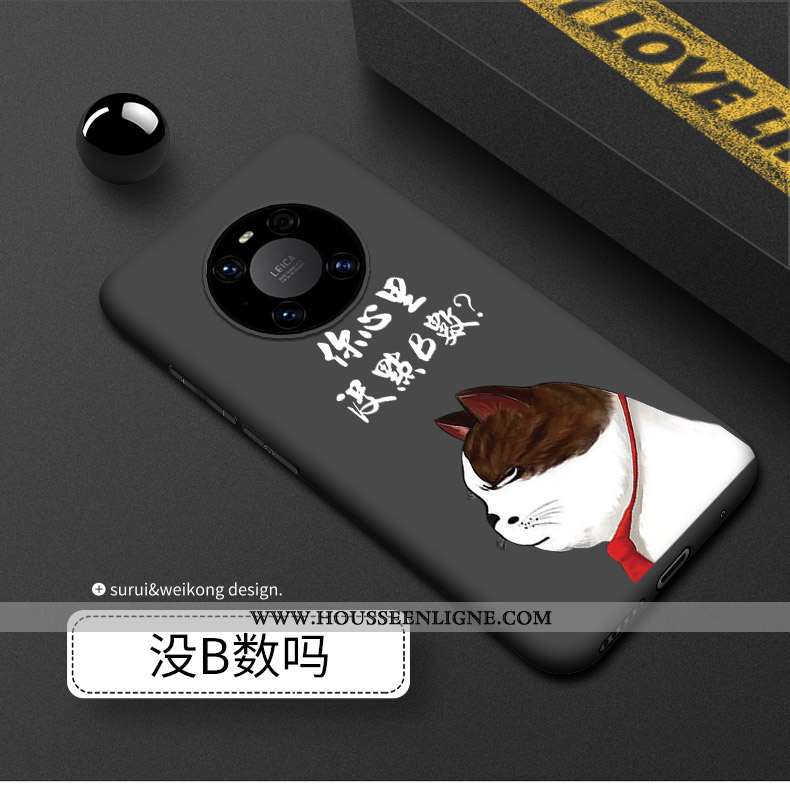 Étui Huawei Mate 40 Délavé En Daim Silicone Incassable Coque Noir Luxe