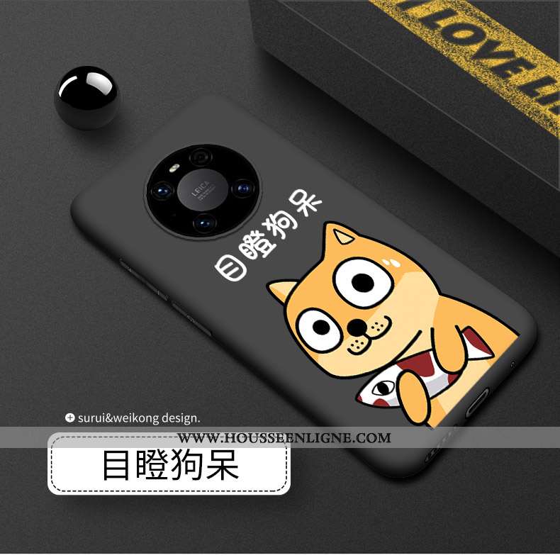 Étui Huawei Mate 40 Délavé En Daim Silicone Incassable Coque Noir Luxe