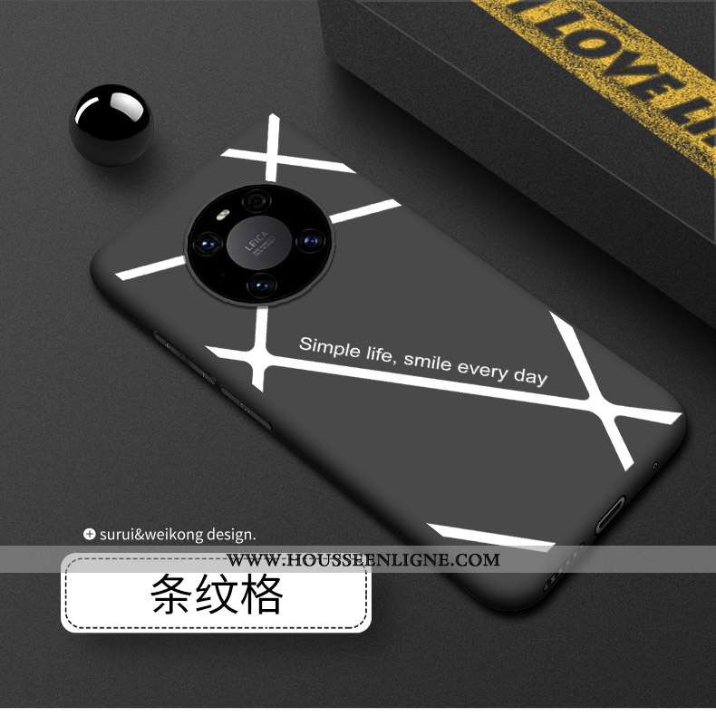 Étui Huawei Mate 40 Délavé En Daim Silicone Incassable Coque Noir Luxe