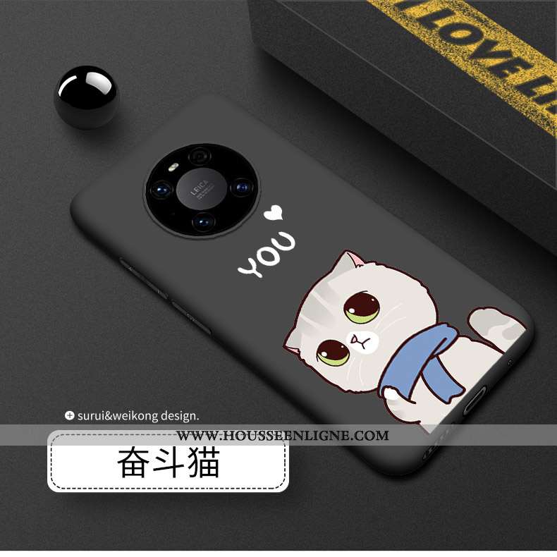 Étui Huawei Mate 40 Délavé En Daim Silicone Incassable Coque Noir Luxe