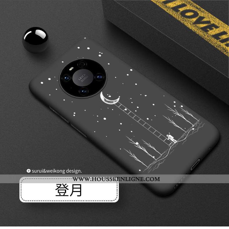 Étui Huawei Mate 40 Délavé En Daim Silicone Incassable Coque Noir Luxe