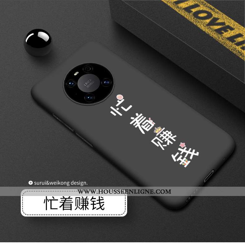 Étui Huawei Mate 40 Délavé En Daim Silicone Incassable Coque Noir Luxe