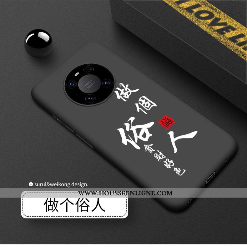 Étui Huawei Mate 40 Délavé En Daim Silicone Incassable Coque Noir Luxe