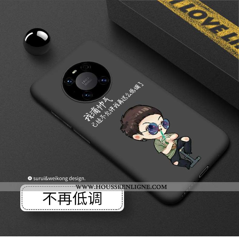 Étui Huawei Mate 40 Délavé En Daim Silicone Incassable Coque Noir Luxe