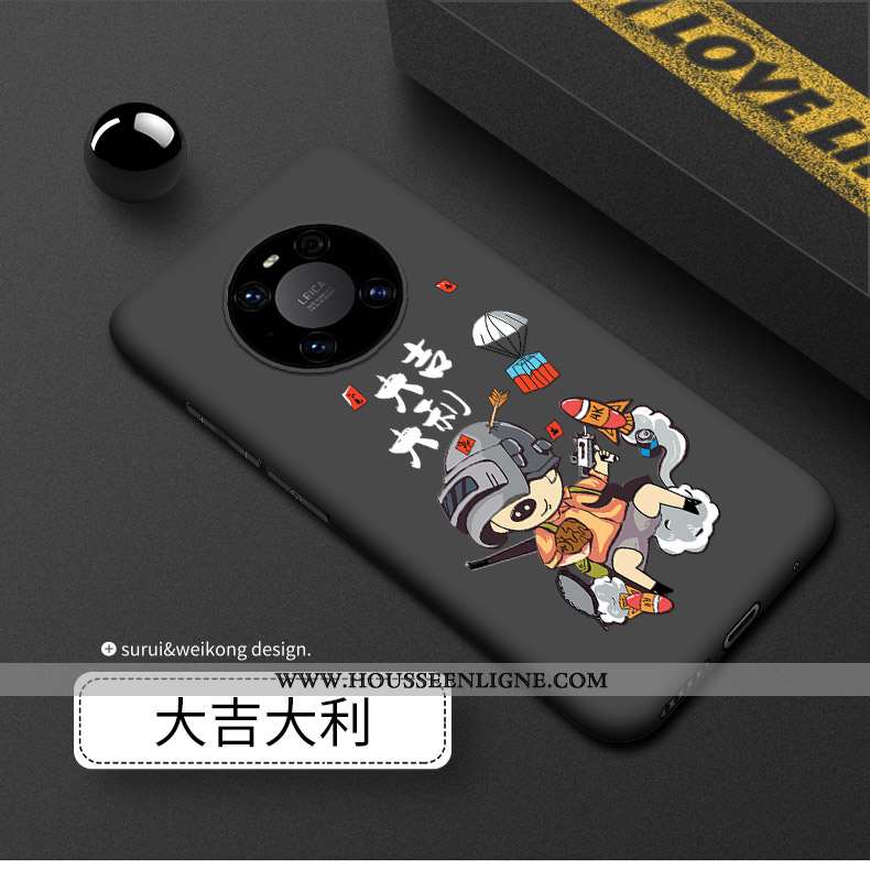 Étui Huawei Mate 40 Délavé En Daim Silicone Incassable Coque Noir Luxe