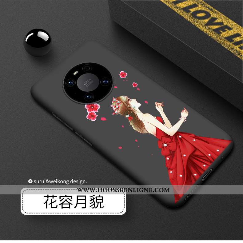 Étui Huawei Mate 40 Délavé En Daim Silicone Incassable Coque Noir Luxe