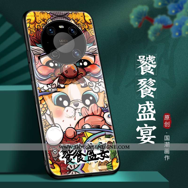 Étui Huawei Mate 40 Légère Protection Ultra Style Chinois Créatif Rouge Verre