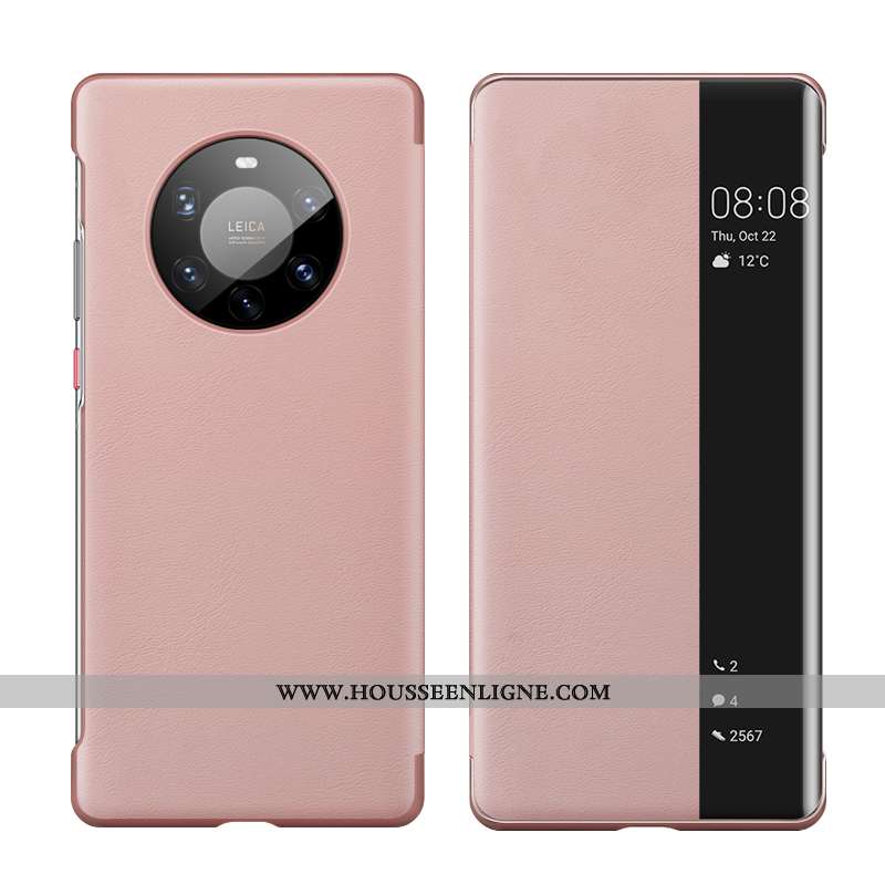 Étui Huawei Mate 40 Pro+ Cuir Protection Incassable Dormance Téléphone Portable Windows Rose