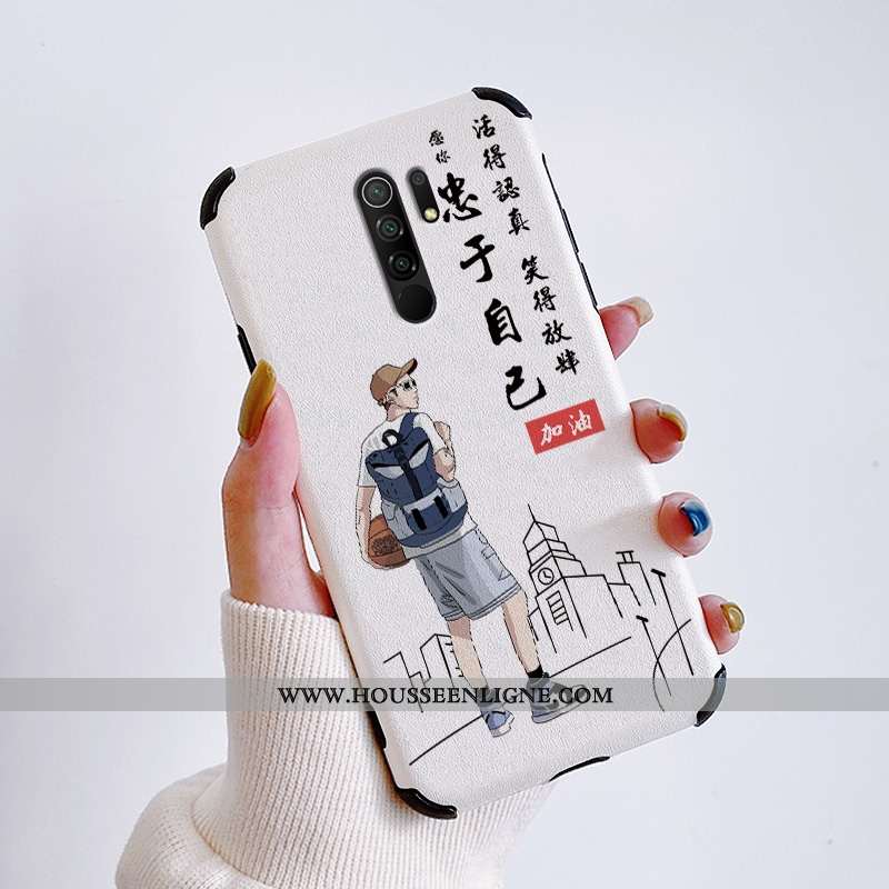 Étui Xiaomi Redmi 9 Gaufrage Dessin Animé Fluide Doux Modèle Fleurie Simple Légère Créatif Blanche