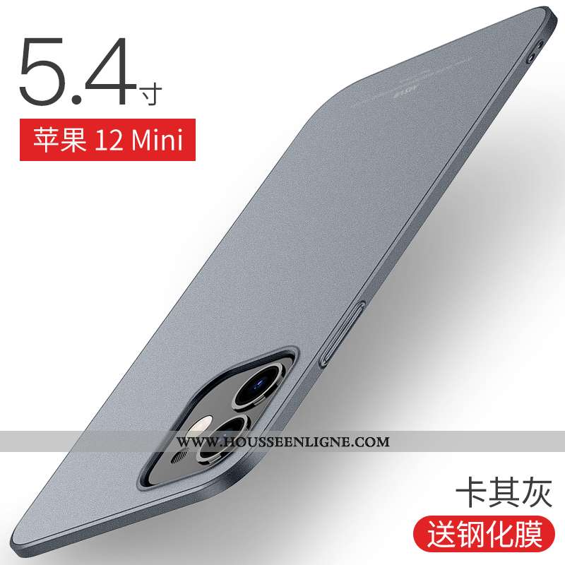 Étui iPhone 12 Mini Délavé En Daim Ultra Nouveau Coque Téléphone Portable Gris