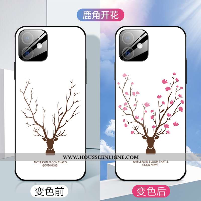 Étui iPhone 12 Mini Verre Personnalité Luxe Incassable Créatif Légère Coque Blanche