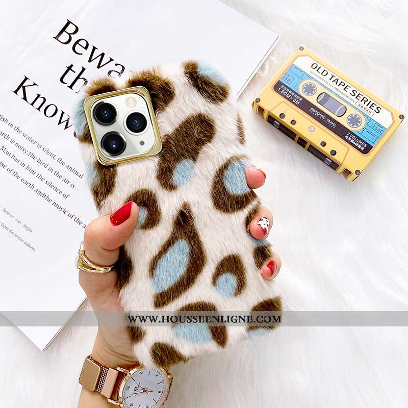 Étui iPhone 12 Pro Créatif Modèle Fleurie Incassable Coque Téléphone Portable Peluche Blanche