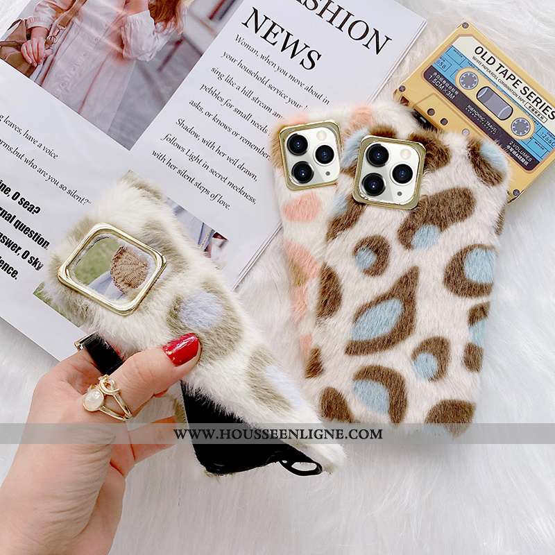 Étui iPhone 12 Pro Créatif Modèle Fleurie Incassable Coque Téléphone Portable Peluche Blanche