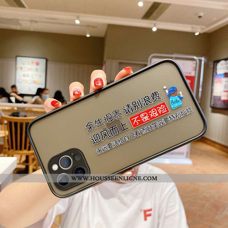 Étui iPhone 12 Pro Créatif Tendance Délavé En Daim Tout Compris Personnalité Noir