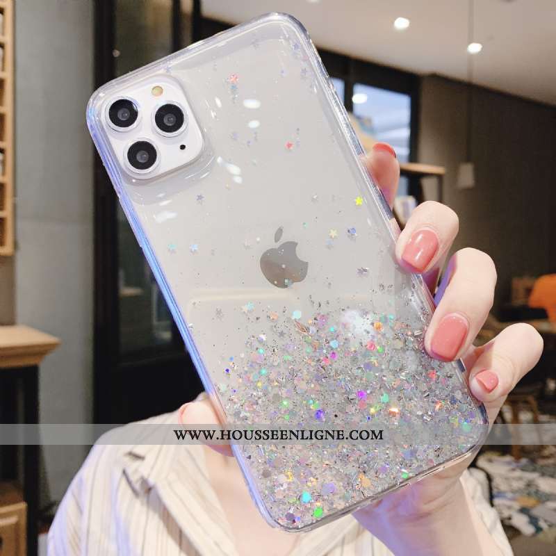 Étui iPhone 12 Pro Luxe Transparent Net Rouge Argent Téléphone Portable Rose Blanche